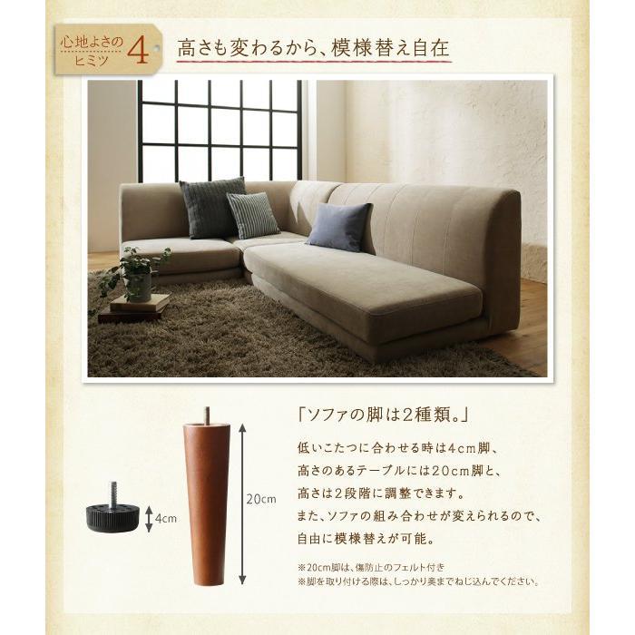 (タイムセール中) ダイニングソファー 3点セット:1P+2P+コーナー おしゃれ 高さ調節 ローソファー_4