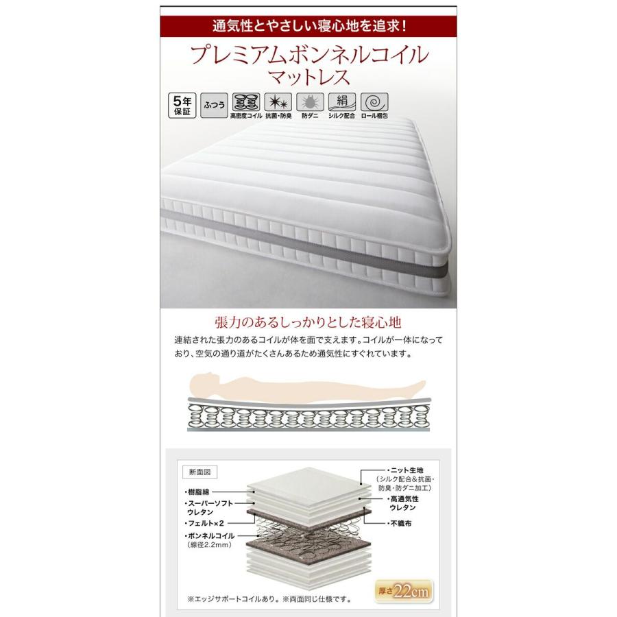 (タイムセール中) シングルベッド マットレス付き プレミアムボンネルコイル 組立付き_11