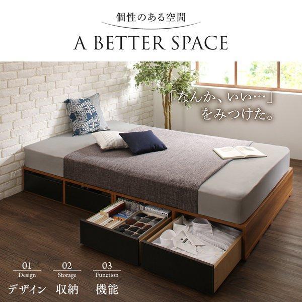 セミダブルベッド マットレス付き スタンダードポケットコイル 引き出し収納なし ヴィンテージモダン風 おしゃれ 収納付き_2