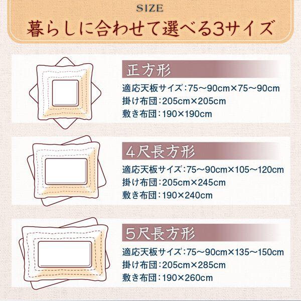 (タイムセール中) コタツ布団 セット 80×80cm天板対応 正方形 和レトロの画像