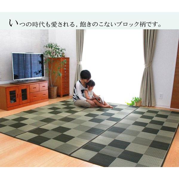 い草カーペット 江戸間4.5畳 261×261cm おしゃれ 国産 花ござ ブロック柄_2
