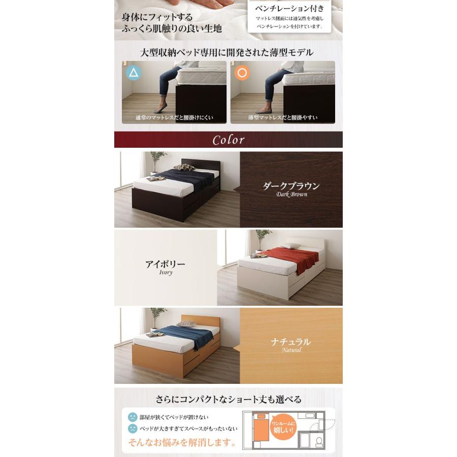 (タイムセール中) (お客様組立) セミシングルベッド マットレス付き ポケットコイル フラットヘッドボード 頑丈ボックス収納_8