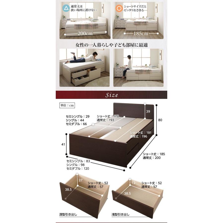 (タイムセール中) (お客様組立) セミシングルベッド マットレス付き ポケットコイル フラットヘッドボード 頑丈ボックス収納_9