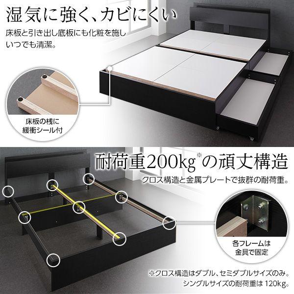 セミダブルベッド マットレス付き 2層ポケットコイル 収納付き_8