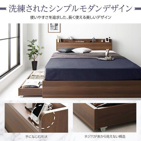 セミダブルベッド マットレス付き 2層ポケットコイル 収納付き_5