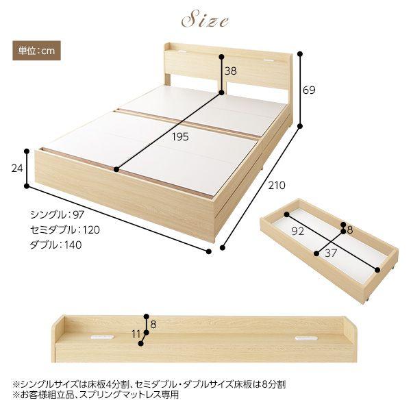 セミダブルベッド マットレス付き 2層ポケットコイル 収納付き_3