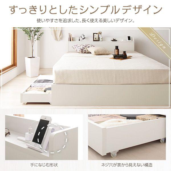 セミダブルベッド マットレス付き 2層ポケットコイル 収納付き_5