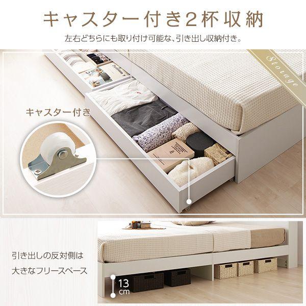 セミダブルベッド マットレス付き 2層ポケットコイル 収納付き_7
