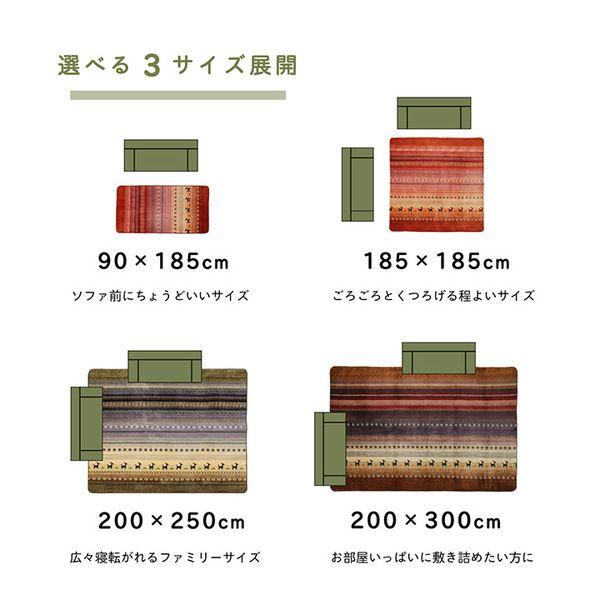 ラグマット おしゃれ 約200×250cm 約3畳 冬用 洗える 長方形 ホットカーペット 床暖房対応 防音 ギャベ