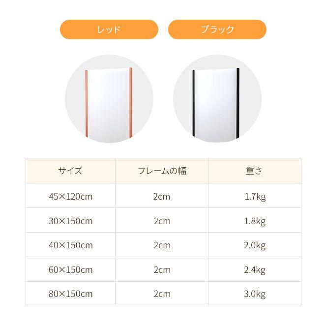スタンドミラー 全身 60×高さ150cm 割れない 日本製 軽い ブラック_13