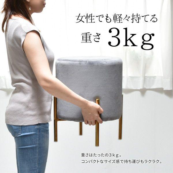 玄関スツール 腰掛け 円柱 35cm アンティーク ベロア生地_6