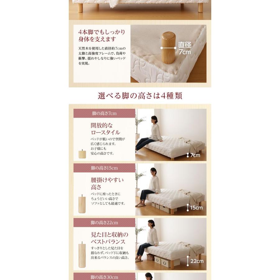 マットレスベッド 一体型ポケットコイル ショート丈シングル 脚15cm 組立設置付き_7