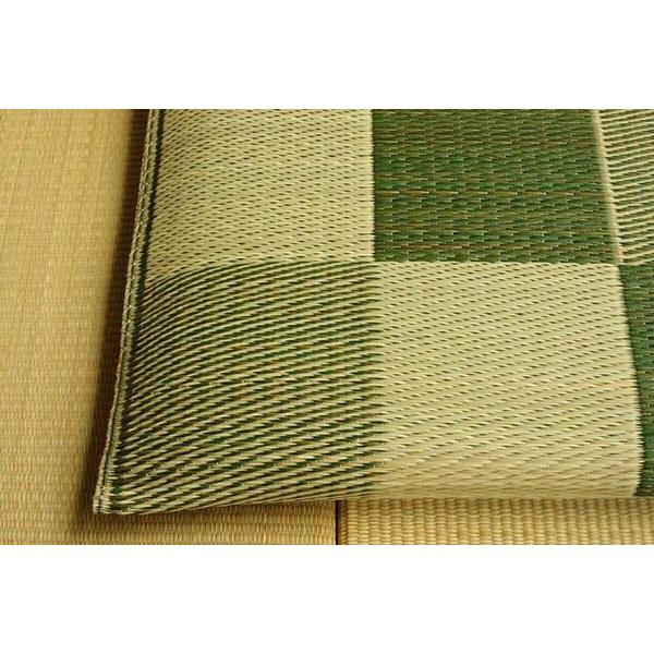 座布団 おしゃれ 2枚組 約55×55cm 夏用 い草 ブロック柄 グリーン 日本製の画像