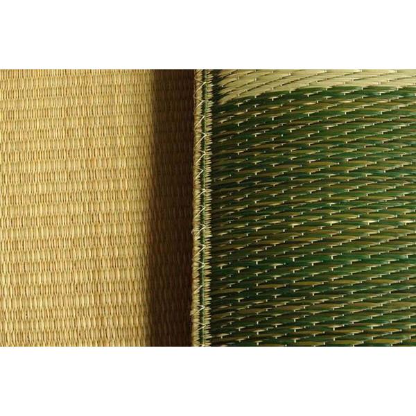 座布団 おしゃれ 2枚組 約55×55cm 夏用 い草 ブロック柄 グリーン 日本製の画像