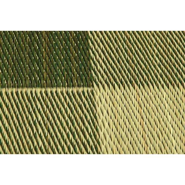 座布団 おしゃれ 2枚組 約55×55cm 夏用 い草 ブロック柄 グリーン 日本製の画像