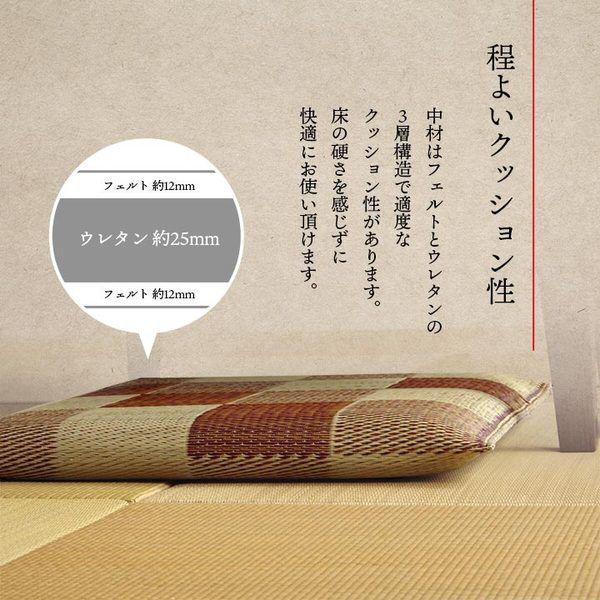 座布団 おしゃれ 2枚組 約55×55cm 夏用 い草 ブロック柄 グリーン 日本製の画像