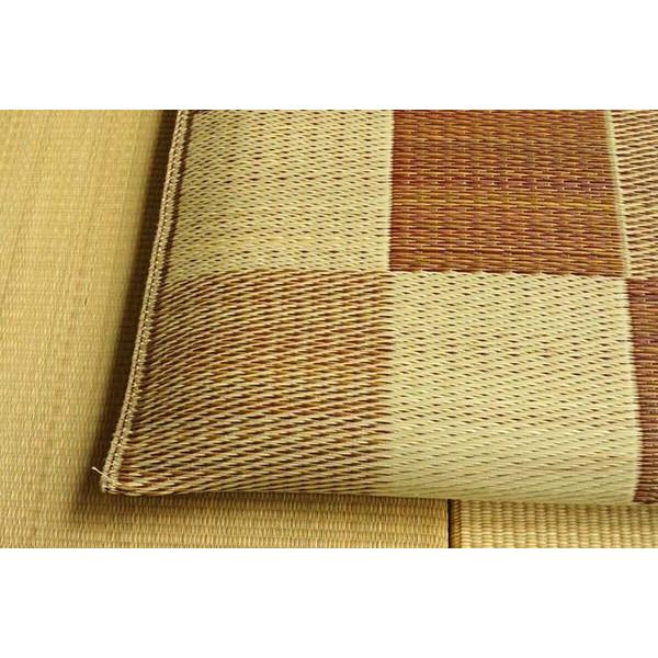 座布団 おしゃれ 2枚組 約55×55cm 夏用 い草 ブロック柄 グリーン 日本製の画像