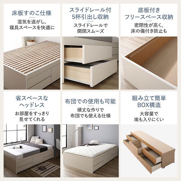 収納付きベッド フレームのみ ショート丈セミシングル 組立設置付き