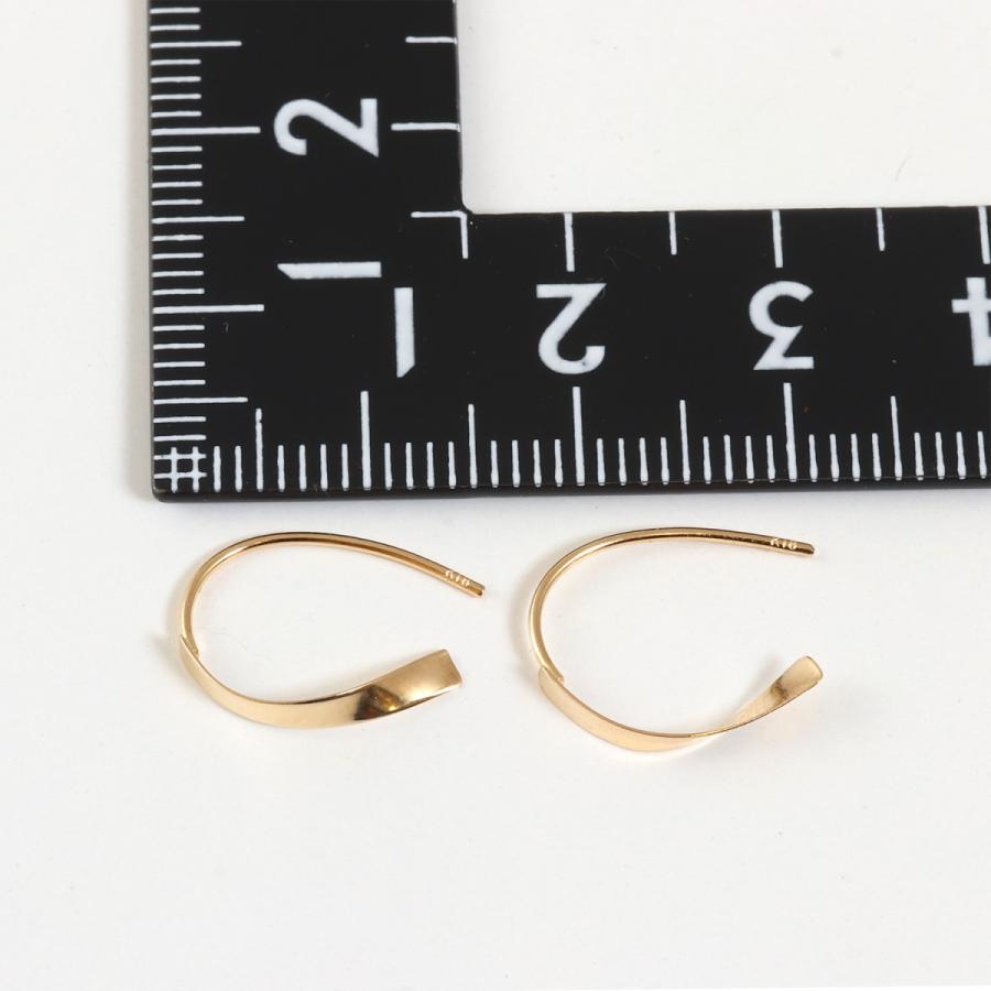 ゆれる フック ピアス イヤリング まがり ツイスト K18 YG 18金