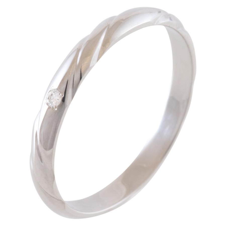 ペア リング 指輪 マリッジリング 結婚指輪 プラチナ ダイヤモンド Pt 900 Pilot パイロット 2本 セット 金属アレルギー 刻印無料 細 ライン ツイスト 光沢 P351の画像