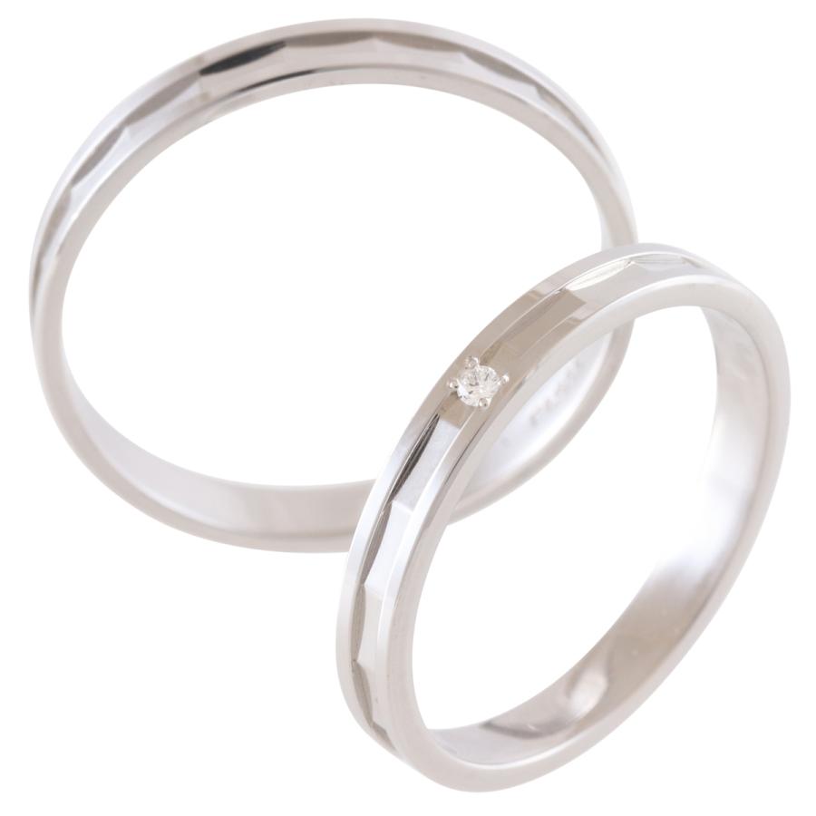 ペア リング 指輪 マリッジリング 結婚指輪 プラチナ ダイヤモンド Pt 900 Pilot パイロット 2本 セット 金属アレルギー対応 刻印無料 ライン シンプル P352の画像