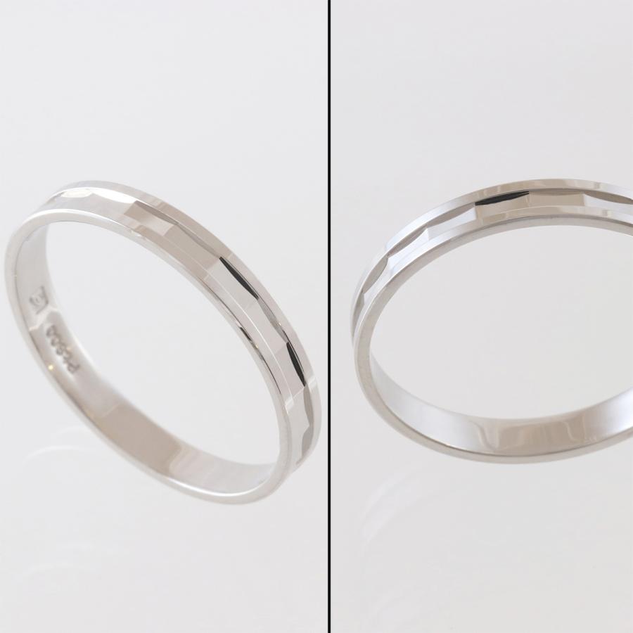 ペア リング 指輪 マリッジリング 結婚指輪 プラチナ ダイヤモンド Pt 900 Pilot パイロット 2本 セット 金属アレルギー対応 刻印無料 ライン シンプル P352の画像