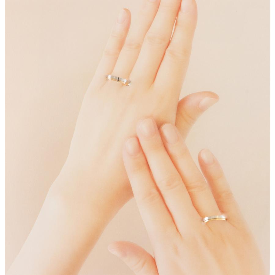 リング 指輪 マリッジリング 結婚指輪 ダイヤモンド パイロット プラチナ Pt 900 18金 K18 ピンク ゴールド PG 金属アレルギー対応 ライン 光沢 ツヤ 刻印 M370Dの画像