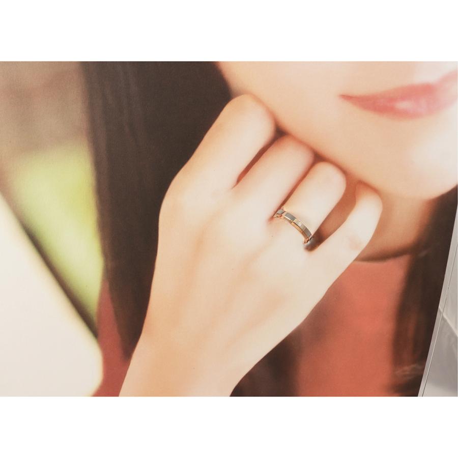 リング 指輪 マリッジリング 結婚指輪 ダイヤモンド パイロット プラチナ Pt 900 18金 K18 ピンク ゴールド PG 金属アレルギー対応 ライン 光沢 ツヤ 刻印 M370Dの画像