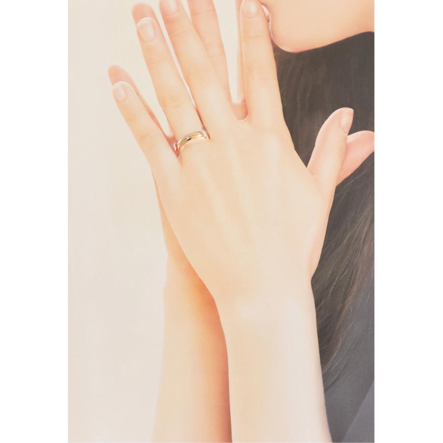 リング 指輪 マリッジリング 結婚指輪 パイロット プラチナ Pt 900 18金 K18 ピンク ゴールド PG コンビ 金属アレルギー対応 ライン 光沢 刻印 無料 M375の画像