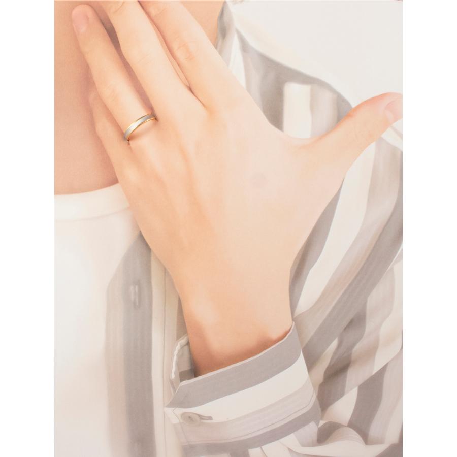 リング 指輪 マリッジリング 結婚指輪 パイロット プラチナ Pt 900 18金 K18 イエロー ゴールド YG 金属アレルギー対応 細 ライン マット 光沢 刻印 無料 M097の画像