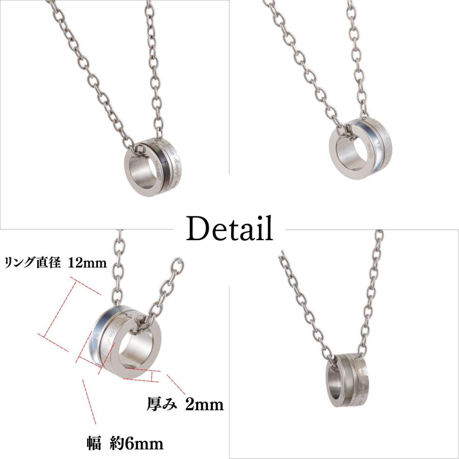 ネックレス ペンダント レディース メンズ 316L ステンレス リング 指輪 シェル 貝殻  ホワイト ブラック ブルー    40cm 45cm 金属アレルギー対応  ケースの画像