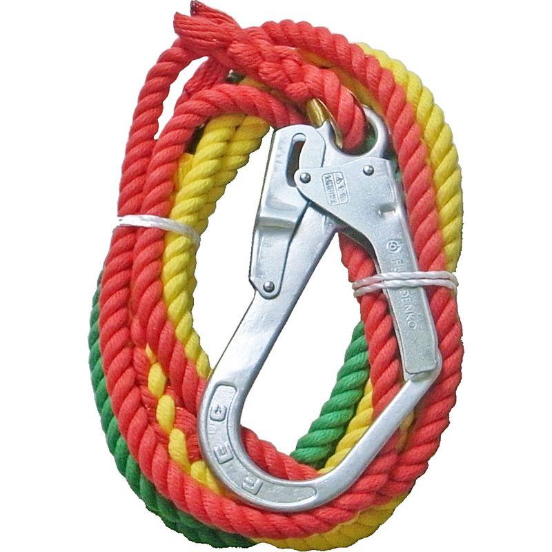 安全用品 まつうら工業 補助・誘導用 3色介錯ロープ 片側大口径フック付 赤・黄・緑サツマつなぎ 12mm×5m 3CONNECTED-5 - 3