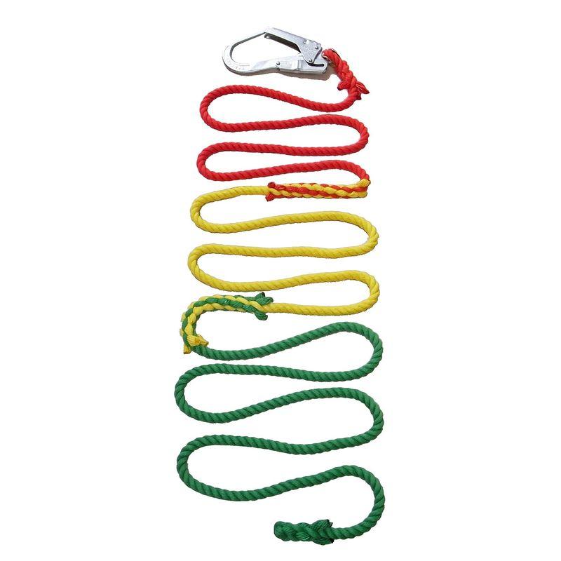 安全用品 まつうら工業 補助・誘導用 3色介錯ロープ 片側大口径フック付 赤・黄・緑サツマつなぎ 12mm×5m 3CONNECTED-5 - 4