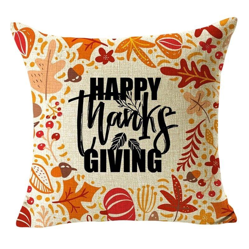 サンクスギビング Thanksgiving 感謝祭 クッションカバー 枕 秋 収穫 パンプキン 野菜 フルーツ ソファ ピローケース デコレ
