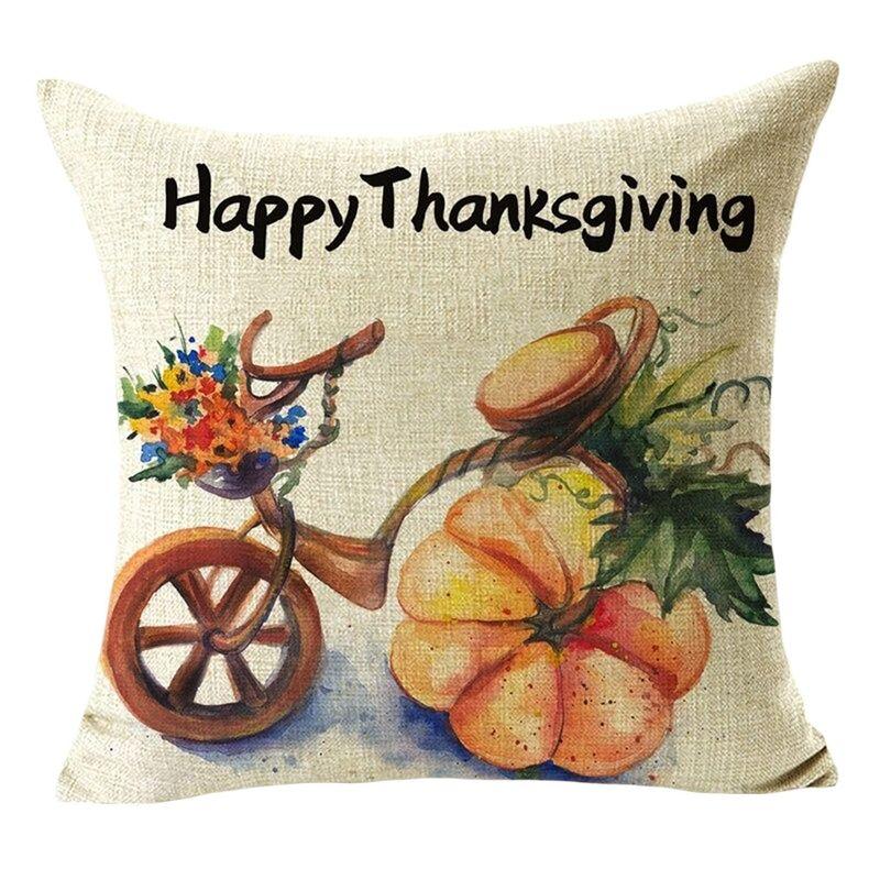 サンクスギビング Thanksgiving 感謝祭 クッションカバー 枕 秋 収穫 パンプキン 野菜 フルーツ ソファ ピローケース デコレ