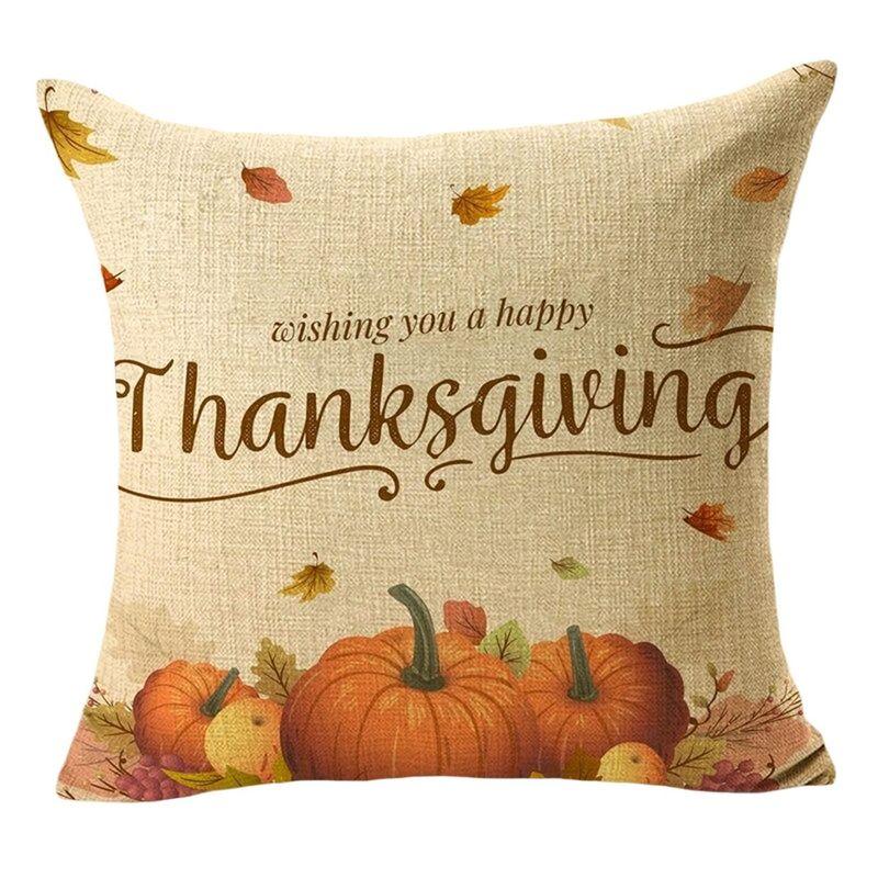 サンクスギビング Thanksgiving 感謝祭 クッションカバー 枕 秋 収穫 パンプキン 野菜 フルーツ ソファ ピローケース デコレ