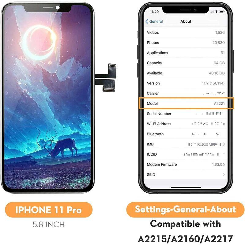 bokman iPhone 11 Pro フロントパネル 液晶パネル LCD ディスプレイ 画面修理 交換 修理キット+保護フィルム+防水シ Bokman iPhone 11 フロントパネル 液晶パネル LCD ディスプレイ 画面修理 交換 修理キット 保護フィルム 防水シール付き