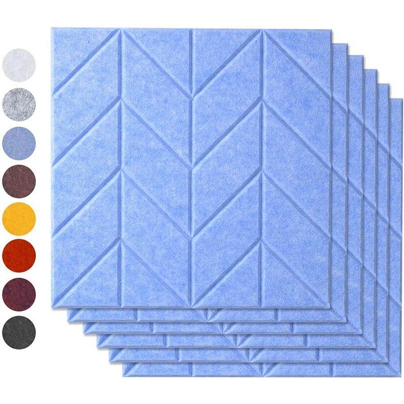 壁吸音ボード AutoGo 吸音材 壁 吸音ボード 防音材 30cm×30cm×0.9cm魔法両面テープ付き パターン・カラー・枚数選択可リーフ・ブルー・ - 1