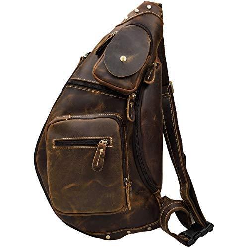 メンズ ボディバッグ レザー 斜め掛けバッグ レトロ ディバッグ Happyfactory ワンショルダーバッグ ファッション 大容量 斜め掛けバッグ 大容量 男性 本革 A B07j9y2m1q 2326 木更津 アウトレット