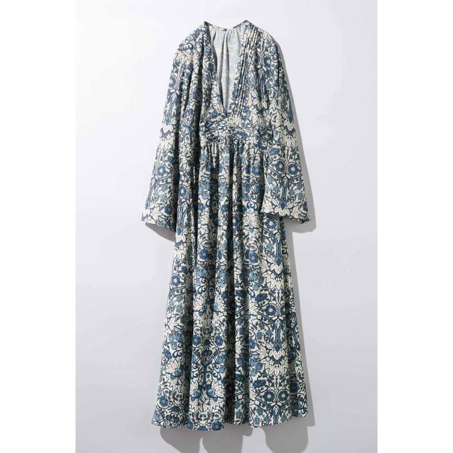 フェリシモ Mede19f ミュルーズモダン ミュルーズ染織美術館 アーカイブコレクション ヴィンテージパターンプリントワンピース ブルー フェリシモ Paypayモール店 通販 Paypayモール