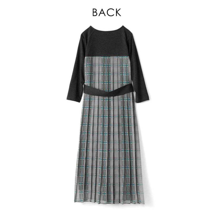 フェリシモ Iedit イディット バックシフォンチェック柄 プリーツドッキングワンピース チャコールグレー フェリシモ Paypayモール店 通販 Paypayモール