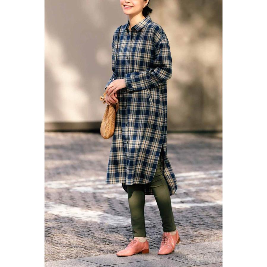 フェリシモ リブ イン コンフォート からだをすっぽり包み込む ネル素材のチェックシャツワンピース 1 フェリシモ Paypayモール店 通販 Paypayモール