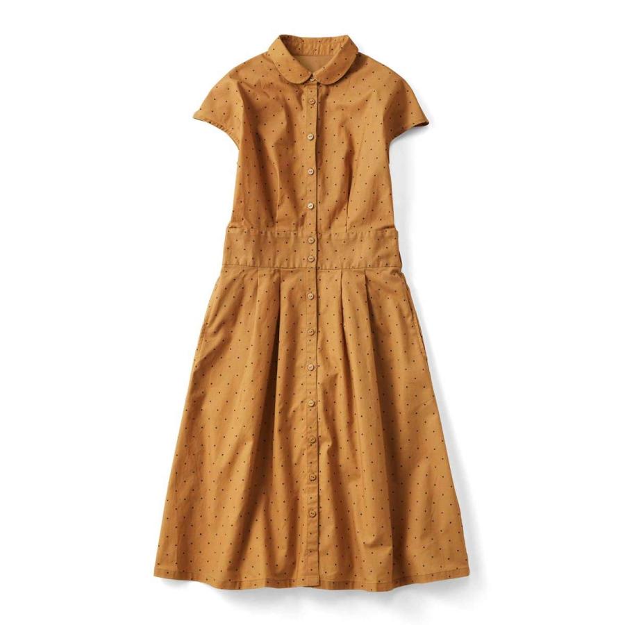 フェリシモ ウエストマークのおじょうさんワンピース ベージュドット フェリシモ Paypayモール店 通販 Paypayモール