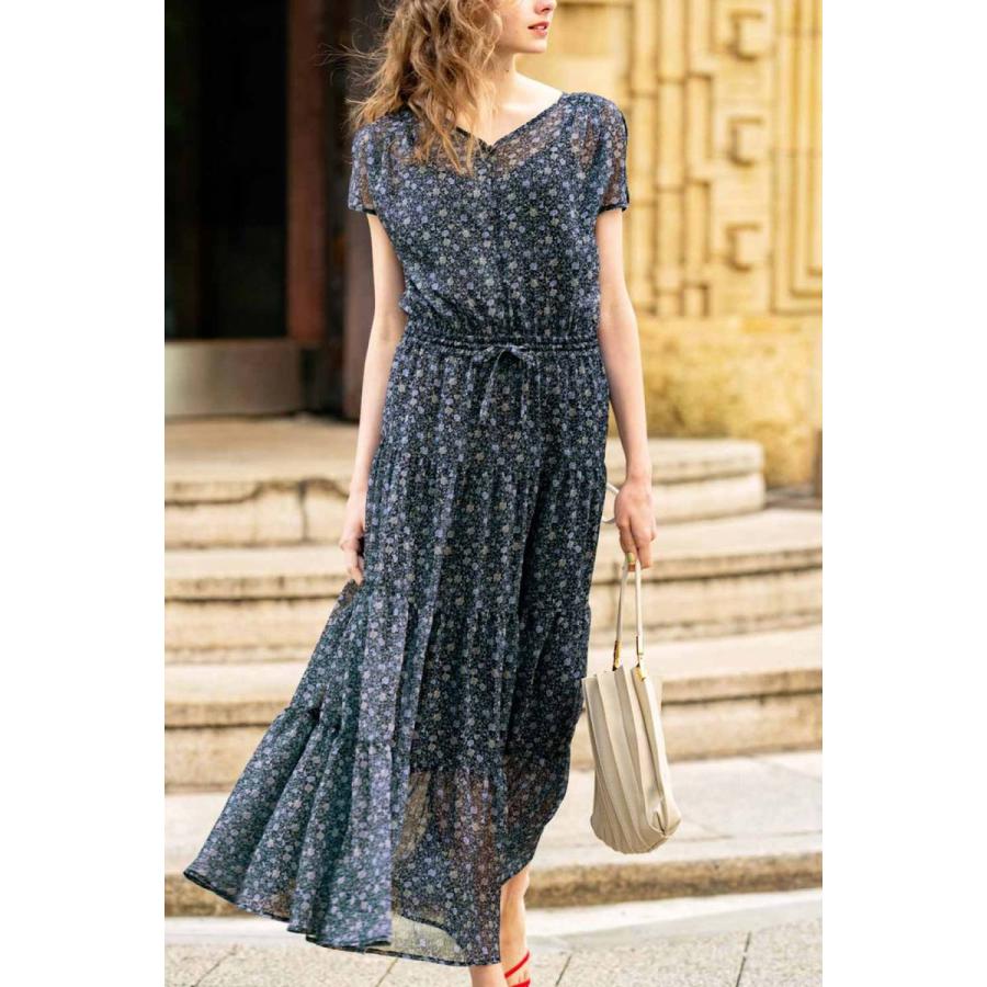 フェリシモ Iedit イディット キャミワンピ付き 楊柳 ようりゅう フラワープリントワンピース ブラック フェリシモ Paypayモール店 通販 Paypayモール