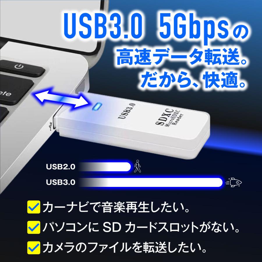カードリーダー USB3.0 マルチカードリーダー SDカード マイクロSD UHS-I SDHC SDXC 高速データ転送｜happygolucky｜02