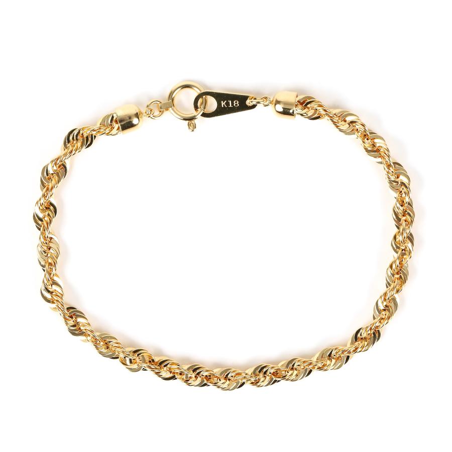 【新品】18金パイプロープブレスレット幅4.0mm長さ18cm品質証明書付K18 パイプロープブレスレット K18 幅4mm 18cm ロープ チェーン