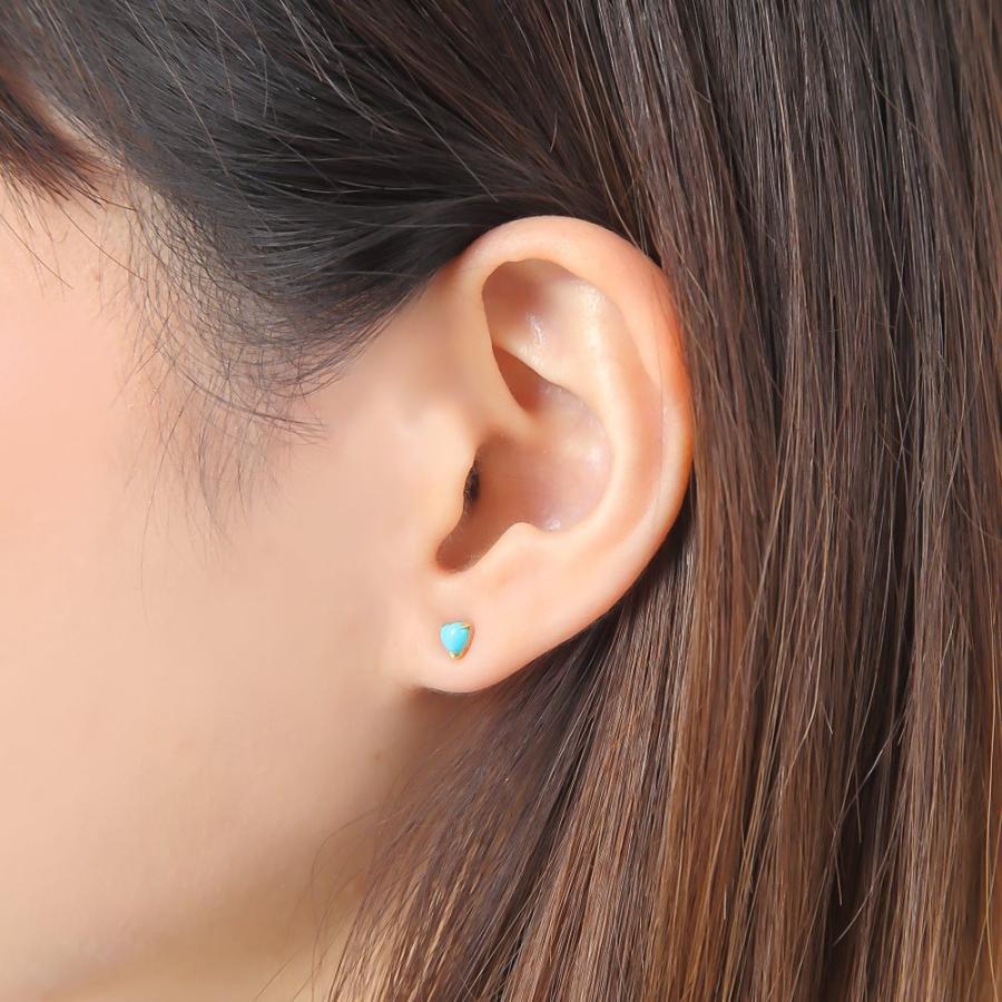 18金 ピアス トルコ石 ターコイズ ハート 4mm ゴールド レディース 両耳 18k K18