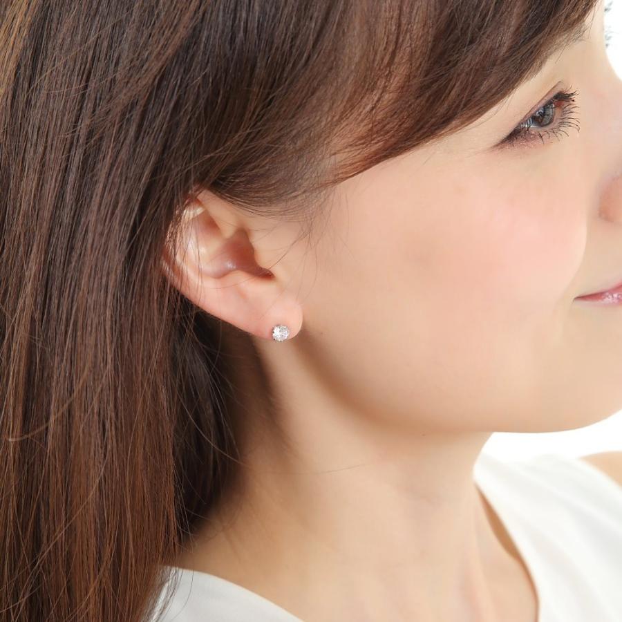 ピアス プラチナ シンプル 一粒 5mm キュービックジルコニア