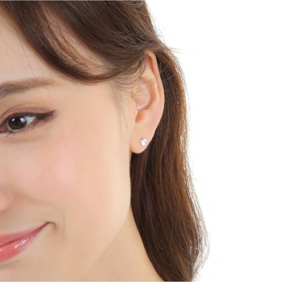 ピアス プラチナ シンプル 一粒 5mm キュービックジルコニア
