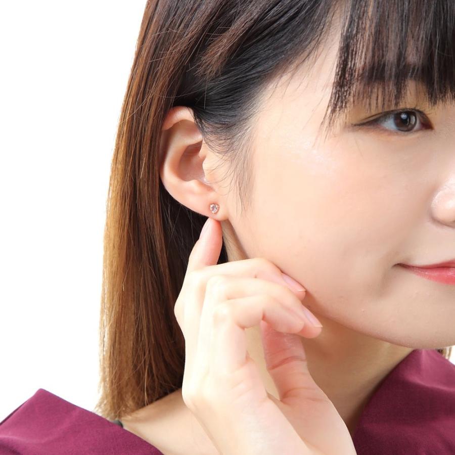 18金 ピアス モルガナイト ハート 一粒 4mm 0.3ct ピンクゴールド